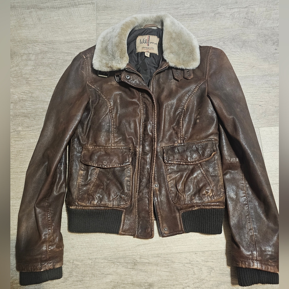 Wilsons Leather Women's Brown Bomber Leather Jacket